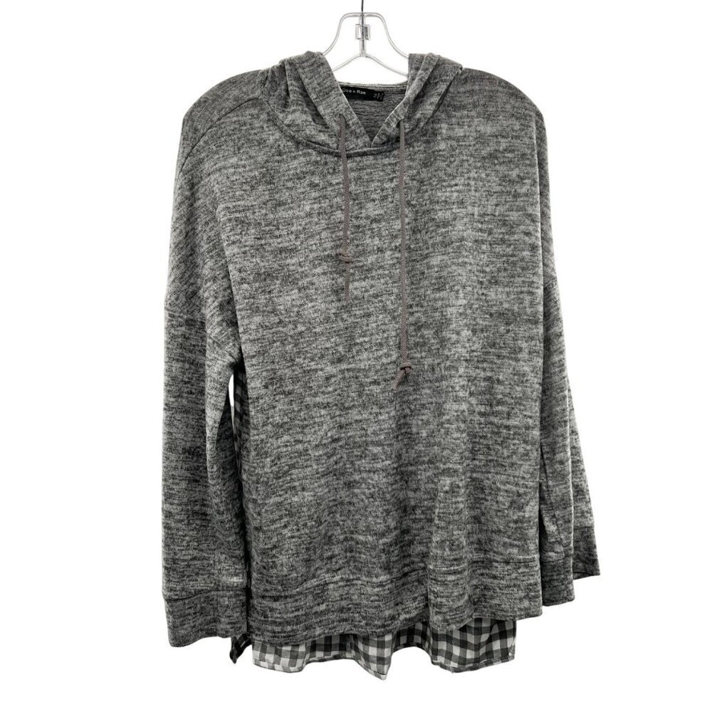 Doe & Rae Women's Pullover Hoodie Gray Mixed Media Size Medium New